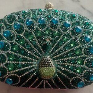 Peacock Rhinestone/Crystal Evening bag, Clutch, Purse (Wedding, Cocktail, Prom)